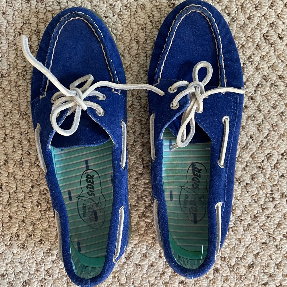 Sperry Bright Cobalt Blue Suede Boat Shoes Womens Size 7.5